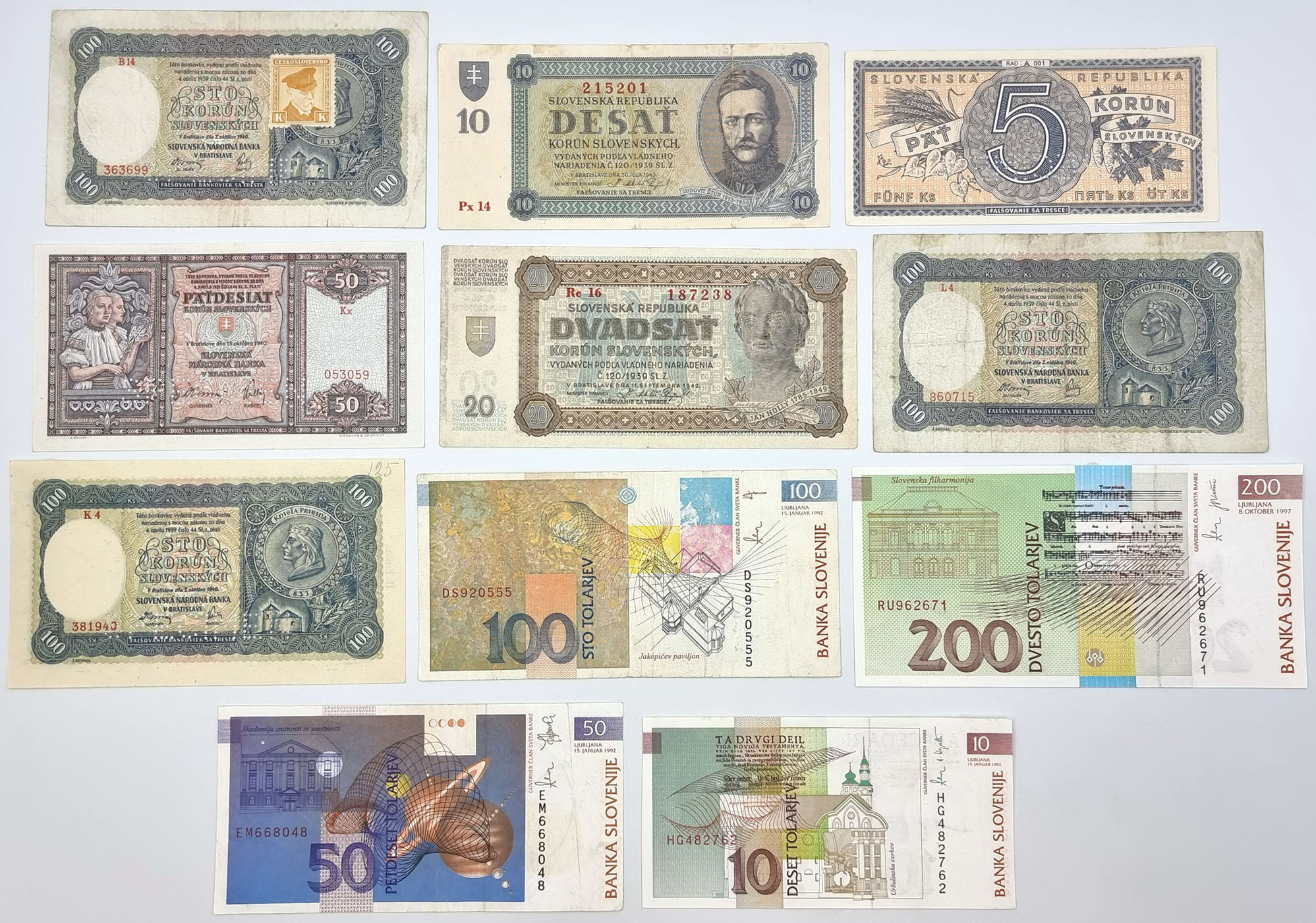Słowacja, Czechosłowacja, banknoty, zestaw 29 sztuk